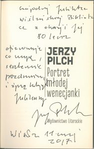 Dedykacja Jerzego Pilcha dla wiślańskiej biblioteki