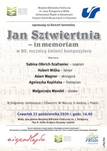 Plakat koncertu kameralnego "Sztwiertnia - in memoriam"