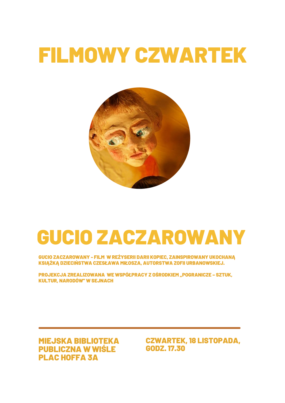 plakat projekcja filmu "Gucio zaczarowany"