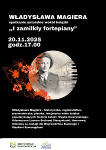 Plakat - zdjęcie Władysławy Magiery na czarnym tle