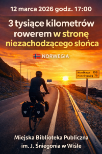 Rowerzysta, droga, zachodzące słońce. NORWEGIA